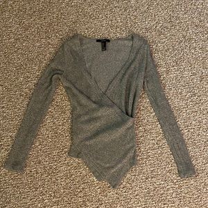 Grey Surplice Sweater